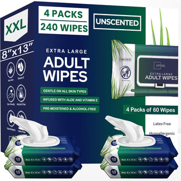 Adult Wipes - Unscented | Extra-Large, No-Rinse Wipes for Seniors & Sensitive Skin