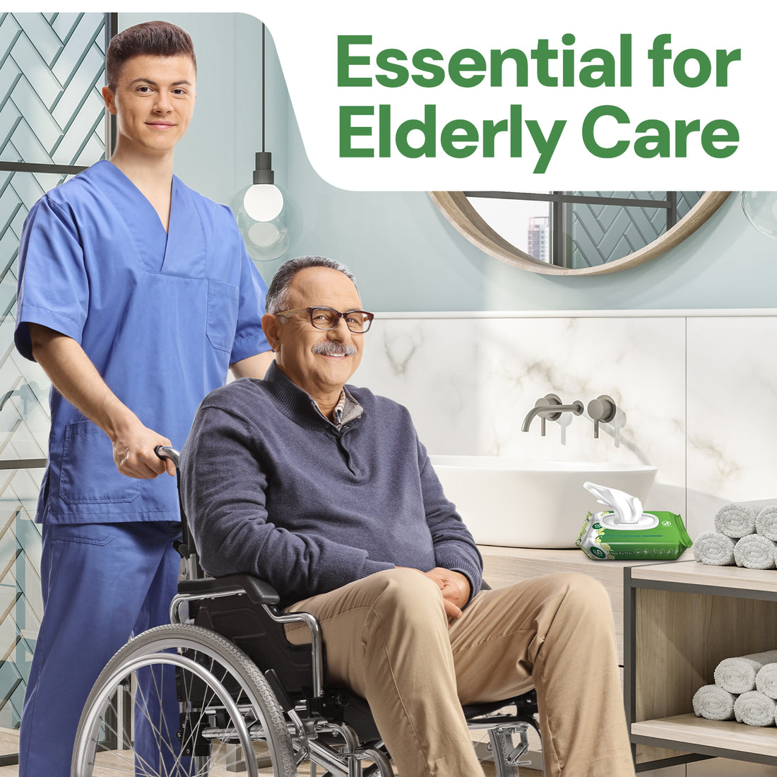 Adult Wipes - Soft Cucumber Scent | Extra-Large, No-Rinse Wipes for Seniors & Sensitive Skin